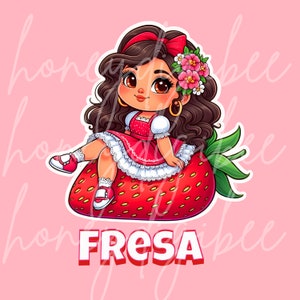 Fresa PNG, Cute Strawberry Mexican Girl