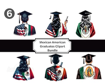 Mexican American Graduates Clipart Bundle: Graduation Flags (Digital Art)