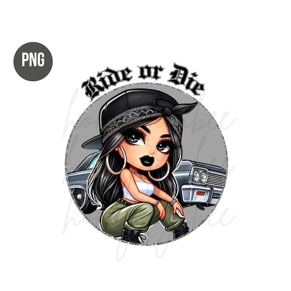 Ride or Die Chola PNG, Chicana Art, Latina Digital Design