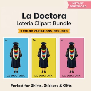 La Doctora Loteria Sublimation PNG, Graduation Cap Toppers, PhD edD Gift, Graduate Decoration, 2025, 2026