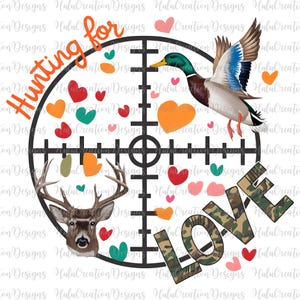 Caza del amor ng, Caza del día de San Valentín Png, San Valentín para niños Png, Sublimación de caza de patos de San Valentín, San Valentín para niños Png, Caza de ciervos
