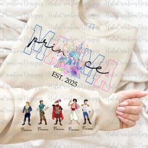 Custom Mama Prince shirt png, Mama Est with Kid Name on Sleeve Png, Personalized Mom Png, Mother&#39;s Day Png, Mama Boy Png, Mothers Day Gift
