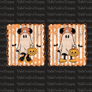 Mouse Ghost Halloween Png Bundle, Trick or Treat,  Kids Halloween Png, Spooky Pumpkin Png, Cartoon Halloween Couple Shirt, Spooky Season Png