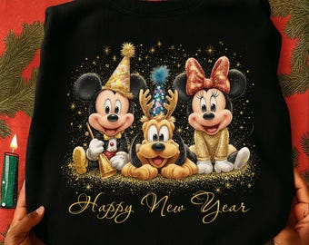 Glitter Happy New Year Png, New Year 2026 Png, Mouse And Friends New Year Png, Hello 2026 Png, Mouse New Year Handwrite Png,Digital Download