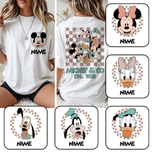 Custom Mouse and Friends Png Bundle, Retro Checkered Mouse Png, Magic Kingdom Png, Family Vacation, Cartoon Family Trip 2025 Matching Shirt