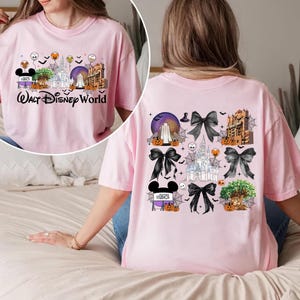 Magic Kingdom Halloween-coquetteboog png-bundel, cartoon Halloween png, Halloween-gezinsuitje png, Spooky Vibes png, Halloween-muis png