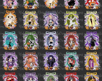 Cartoon Halloween PNG Bundle, Kokette Schleife, Magisches Herz, Spiegel, Halloween Party 2025, Maus und Freunde Halloween, Gruseliger Kürbis Png