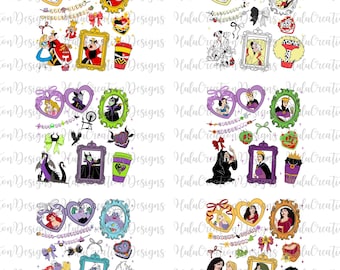 Arco de espejo mágico de dibujos animados (PPT), arco de coqueta villana de acuarela (PPT), princesa villana coqueta, camiseta de viaje familiar 2025, viaje de chicas (PPT)