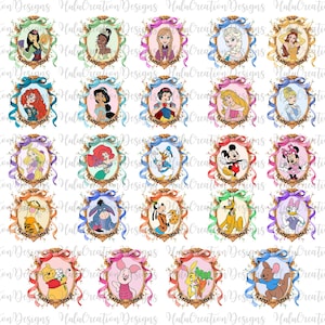Paquete de imágenes prediseñadas de dibujos animados PNG, vacaciones familiares PNG, sublimación de amigos de dibujos animados divertidos, papel digital con lazo de princesa coqueta, viaje familiar 2025 PNG