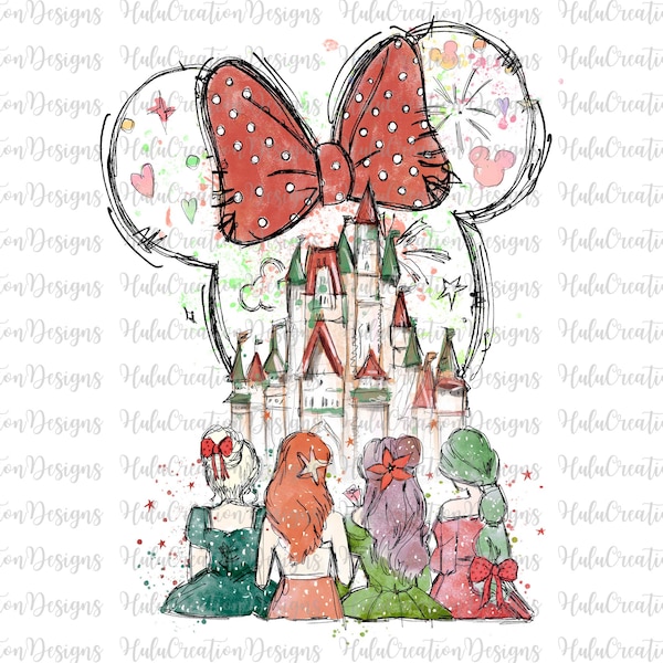 Retro Colorful Castle Png, Watercolor Princesses Png, Mouse Ear Castle Png, Sublimation Design Png, Magic Kingdom Png, Instant Download