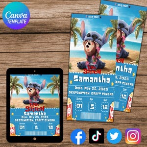 Benutzerdefinierte Cartoon Movie Ticket-Vorlage, bearbeitbare blaue Cartoon Movie Canva-Vorlage, 2025 Kino-Gutschein, druckbares Event Movie Digital Ticket