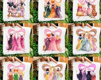 Pacchetto di clipart acquerello Preppy Coquette Png, fiocco Coquette Cartoon Png, vacanza in famiglia con la principessa Png, maglietta rosa da viaggio per ragazze, Topolino e amici Png