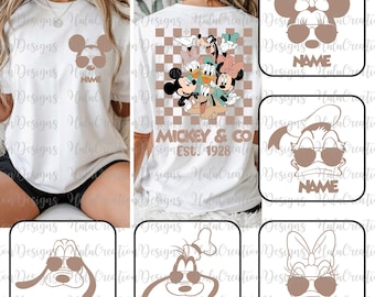 Custom Mouse and Friends Png Bundle, Magic Kingdom Png, Cartoon Family Trip 2025 Matching Shirt, Retro Checkered Mouse Png, Family Vacation