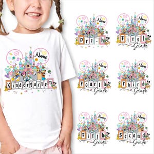 Personalized Cartoon Back To School Png Bundle, Mouse And Friends Png, Hello Kindergarten Png, Pre-K to Fifth Grade Png, Magical Kingdom