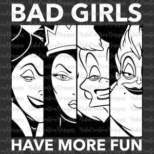 Las chicas malas se divierten más svg, villanos de Halloween svg, brujas de Halloween svg, club de brujas malas svg, villanos malvados svg, truco o trato svg