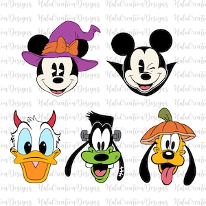 Halloween Svg Png, Halloween Mouse And Friends Face, Trick Or Treat Svg, Spooky Season, Svg, Png Arquivos Para Sublimação Cricut