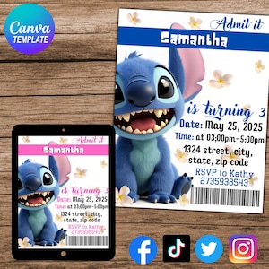 Modèle d'invitation de fête d'anniversaire imprimable personnalisé, modèle d'invitation à une fête, anniversaire de fille de dessin animé, invitation d'anniversaire de dessin animé modifiable