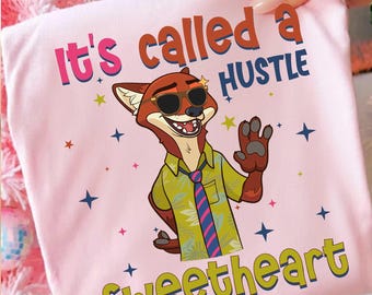 Cool Fox Cartoon Movie Png, Trendy Valentine Gift for Her, Cute Couple Fox and Bunny Png, Family Vacation, Funny Animal Hustle Saying Shirt