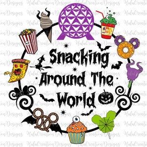 Epcot Halloween Comfort Farben SVG, Snacking around the World 2023, Epcot World Tour SVG, Essen und Wein Halloween, Vintage Halloween