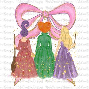 Sister Witches Png, Coquette Bow Halloween Png, Witches Halloween Shirt Png, Girly Pink Bow, Retro Witches Movie Png, Bad Witches Vibes