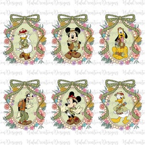 Watercolor Mouse Coquette Magical Mirror Bow Png Bundle, Animal Kingdom Png, Mouse And Friends Trip Png, Wild Trip Png, Family Vacation Png