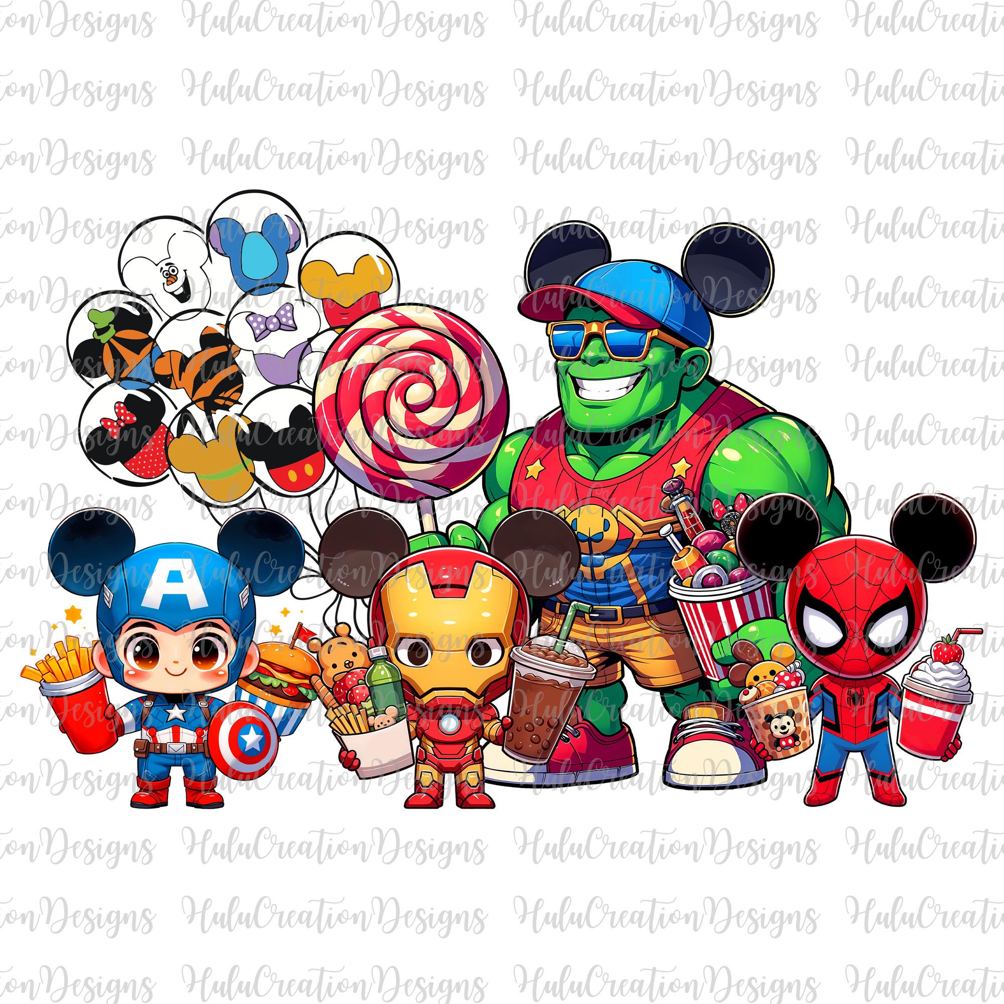Carnival Food And Drink Png, Superhero Carnival Food Png, Snackgoal Png, Mouse Drinks And Foods, Superhero Family Trip Png, Family Vacation