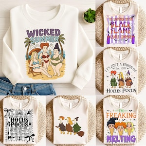 Halloween Witches Png Bundle, Sisters Witches Png, Funny Goose Witchy Halloween Png, Summerween Png, Black Flame Png, Freaking Melting Png