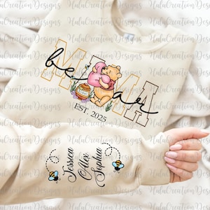 Personalized Mama Bear Est.2025 PNG, Mama With Kids Name On Sleeve, Retro Grandma Bear Png, Happy Mother&#39;s Day Png, Mama Est Sweatshirt Gift