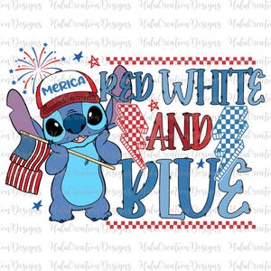 Blue Monster 4 luglio PNG, personaggio dei cartoni animati rosso, bianco e blu, maglietta Kid America PNG, giorno dell'Indipendenza, motivo a scacchi, fulmine PNG
