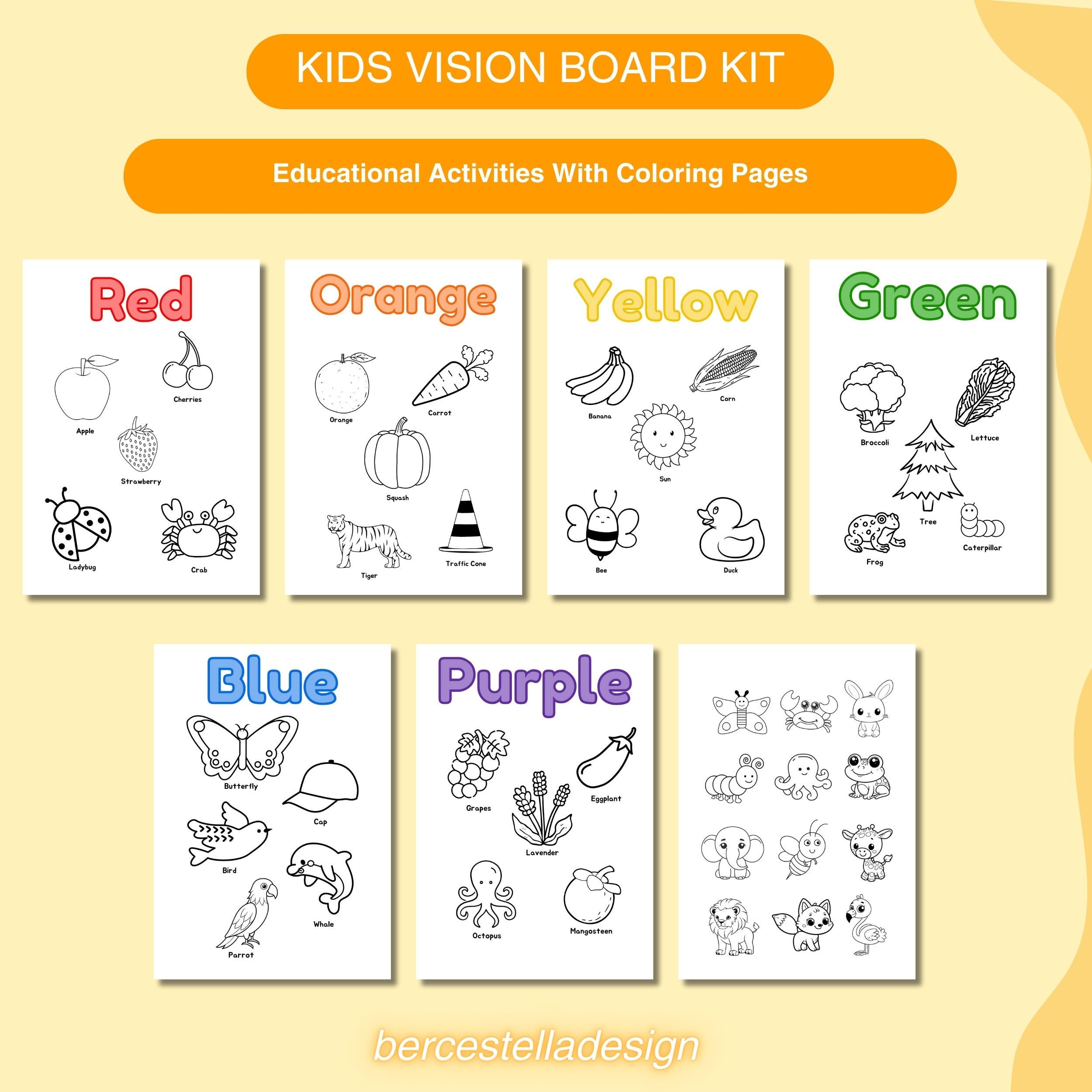 Vision Activity Outline Kids Vision Board Kit: 50-page Activity Printables (A4) - Etsy