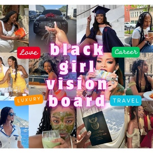Kit de tableau de bord pour femme noire, Tableau de visualisation pour fille noire 2024, Tableau de visualisation de luxe pour fille noire, Impressions de tableau de bord pour femme noire
