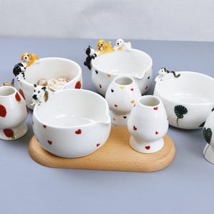 Ensemble personnalisé de bols à matcha en céramique pour animaux de compagnie - Bols à matcha personnalisés pour chiens et chats, cadeau fait main pour les amoureux des animaux de compagnie, cadeau d'anniversaire pour propriétaires d'animaux de compagnie, cadeau matcha