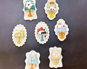 Handcrafted Ceramic Fridge Magnets, 3D Table Lamp Fridge Magnets, Japanese Aesthetic Decor,Custom mini cute Fridge Magnet,Kitchen Decoration