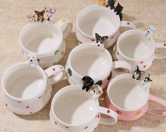 Personalized Pet Loss Gift, Custom Ceramic Mug with Hidden Dog/Cat Figure,Handmade Peekaboo Coffee Cup for Grieving Pet Lovers,Wedding Gifts