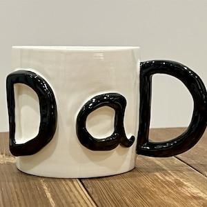 Anpassad "Bästa pappa"-mugg, keramikmugg med 3D-bokstäver, handgjord keramikkaffekopp, personlig pappamugg, originell fars dag-present till pappa