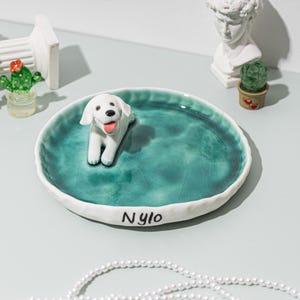 Personalised Pet Ring Dish, Custom Pet Figurine Ceramic Jewelry Holder, Dog Trinket Dish, Cat Jewelry Dish,Wedding Bridesmaid Gift,Christmas image 6