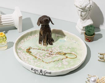 Custom Pet Jewelry Dish, Personalized Ceramic Jewelry Tray,Wedding Gift,Engagement Gift, Handmade Ceramic Trinket Dish,Unique Pet Lover Gift