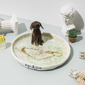 Personalised Pet Ring Dish, Custom Pet Figurine Ceramic Jewelry Holder, Dog Trinket Dish, Cat Jewelry Dish,Wedding Bridesmaid Gift,Christmas image 5