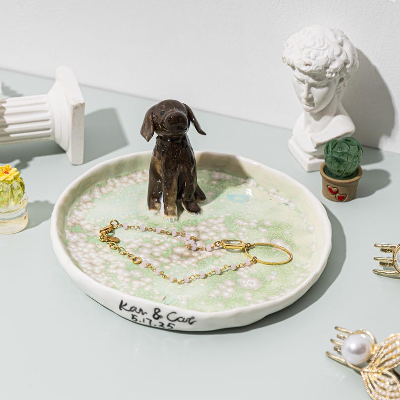 Personalised Pet Ring Dish, Custom Pet Figurine Ceramic Jewelry Holder, Dog Trinket Dish, Cat Jewelry Dish,Wedding Bridesmaid Gift,Christmas image 5
