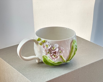 February |  Violet, Birth Flower Mug, Handmade Birth Month Floral Mug, Mom Mug, Gift for Her, Birthday Gift, Mother&#39;s Day Gift