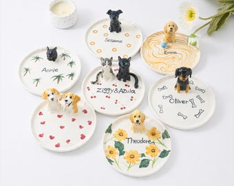 Custom Pet Jewelry Dish, Personalized Dog Cat Ring Holder, Cute Trinket Tray Gift for Her, Handmade Ceramic Dish, Pet Lover Gift, mom gift