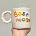 Personalized Best Mom Mug (10 oz), Custom Name Ceramic Cup, 3D Letter Mug, Gift for Mom, Mother's Day Gift, Handmade Cute Coffee Mug