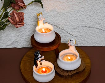 Personalized Pet Portrait Candle Holder: Custom Dog Memorial Gift