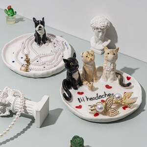 Personalised Pet Ring Dish, Custom Pet Figurine Ceramic Jewelry Holder, Dog Trinket Dish, Cat Jewelry Dish,Wedding Bridesmaid Gift,Christmas image 3