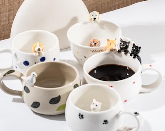 Personalized pet mug custom pet mug ceramic peekaboo mug/hidden animal coffee mug/Custom Cat and Dog Ceramic Mug/Gift For Dog Owner/dog mug