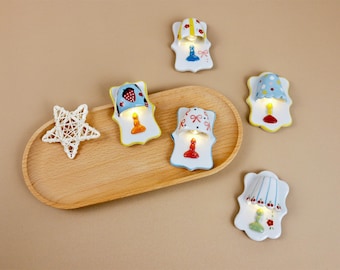 Handcrafted Ceramic Fridge Magnets, 3D Table Lamp Fridge Magnets, Japanese Aesthetic Decor,Custom mini cute Fridge Magnet,Kitchen Decoration