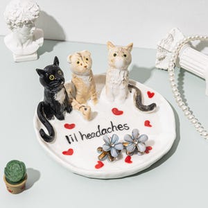Personalised Pet Ring Dish, Custom Pet Figurine Ceramic Jewelry Holder, Dog Trinket Dish, Cat Jewelry Dish,Wedding Bridesmaid Gift,Christmas image 4