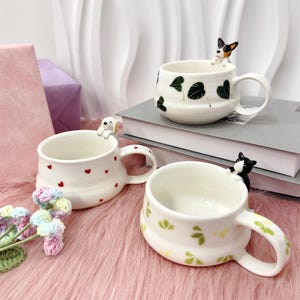 Mug personnalisé en céramique pour animal de compagnie - Mug à café personnalisé chat chien, cadeau fait main pour les amateurs d'animaux de compagnie, mug chiot chaton mignon, cadeau d'anniversaire pour propriétaires d'animaux de compagnie