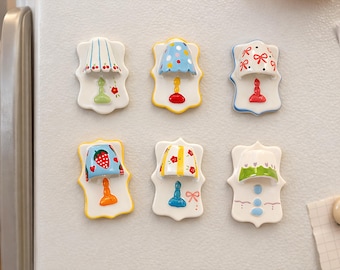 Handcrafted Ceramic Fridge Magnets, Table Lamp Fridge Magnets, Japanese Aesthetic Decor, Custom mini cute Fridge Magnet, Kitchen Decoration