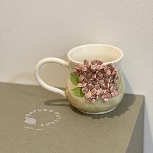 Purple Flowers Ceramic Mug, Handmade Ceramic Mug, Ceramic Coffee Mug, Gift for Her, Mother's Day Gift